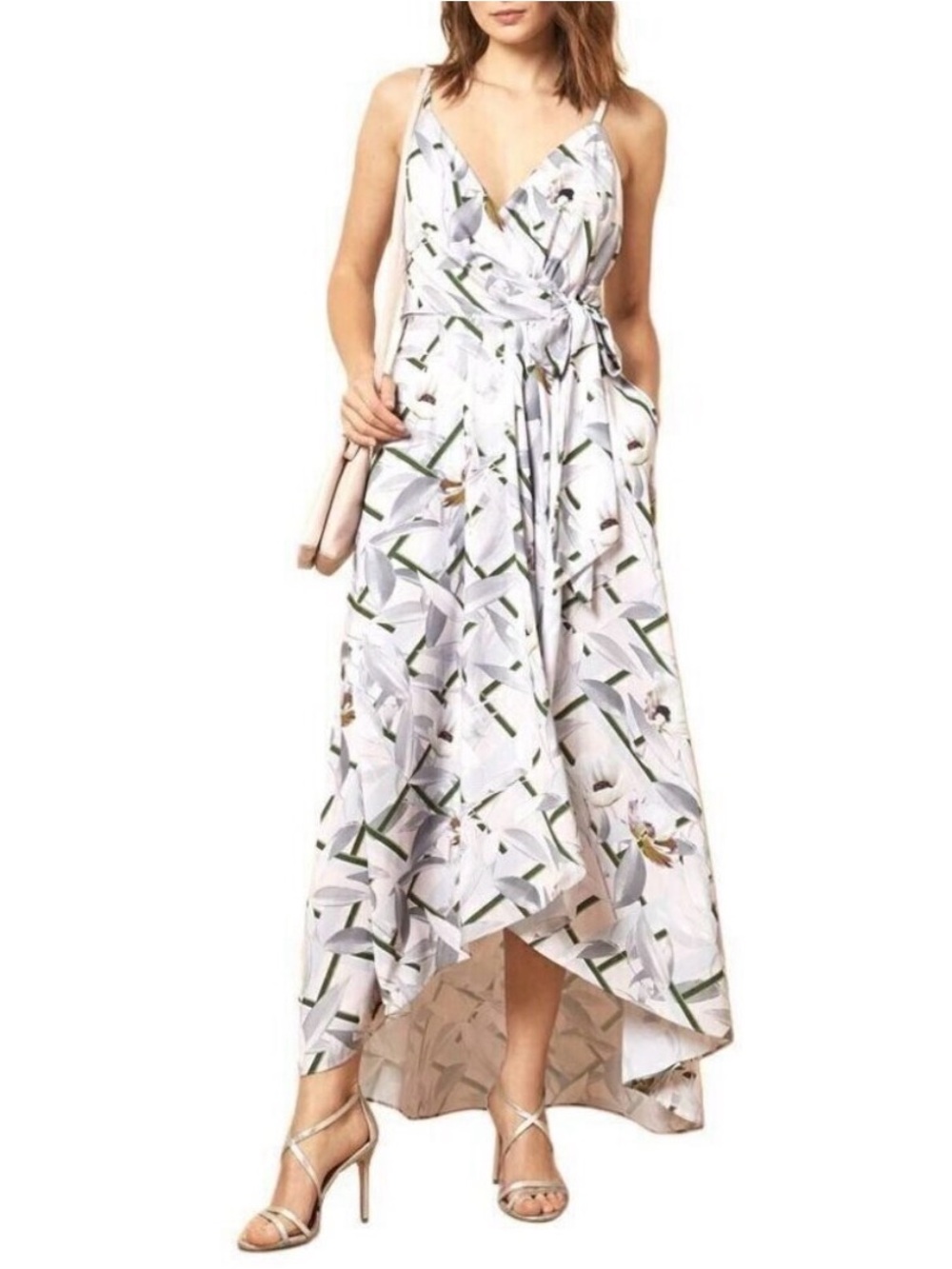 Ted Baker NWT Olevya Everglade High-Low Dress with Green Leaf Print